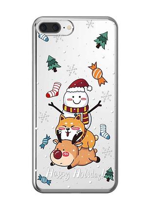 Прозрачный чехол на iphone 7 plus/8 plus :: зимние развлечения (новогодний принт 153)