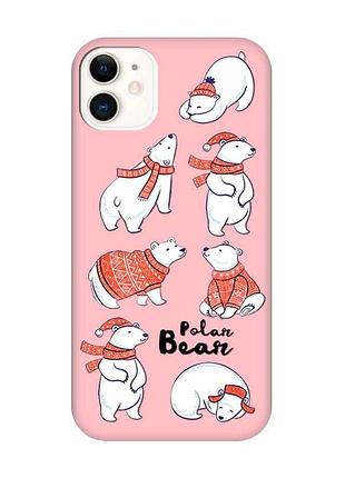 Матовый розовый чехол на iphone 11 :: мишки (принт 145)