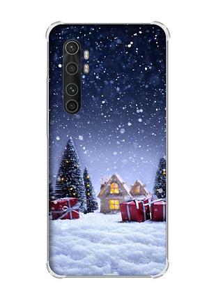 Чохол з потовщеними кутами на xiaomi mi note 10 lite святковий вечір (новорічний принт 165)