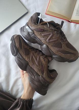 Термо кроссовки new balance 9060 brown winter