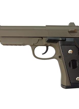 Іграшковий металевий пружинний пістолет на пластикових кульках 6мм beretta m9 | іграшкова зброя для хлопчика