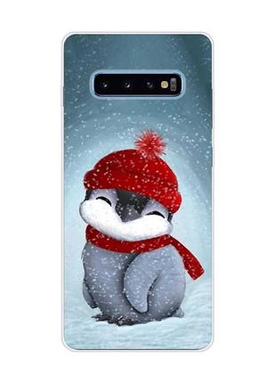 Чехол на samsung galaxy s10 plus :: пингвинёнок в шапочке (принт 157)