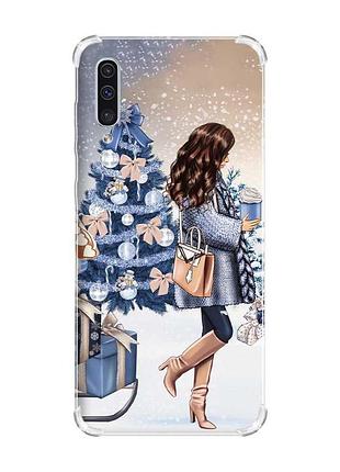Чехол с утолщёнными углами на samsung galaxy а50 (2019) а505 :: девушка с подарками (принт 143)