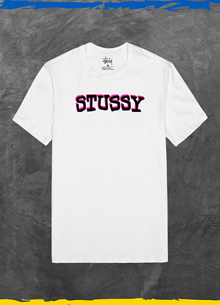 Футболка унісекс stussy базова стусcі чорне лого принт білий, 2xs