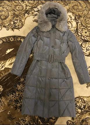 Пуховик пальто. тепле зимове жіноче пальто. пуховик з натуральним хутром