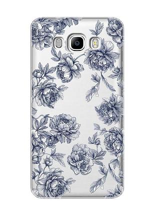 Прозрачный чехол на samsung galaxy j7(2016) j710 ночные цветы (принт 432)