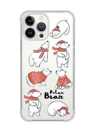 Чохол із потовщеними кутами на iphone 14 pro max :: ведмедики (принт 145)