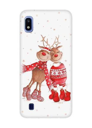 Чехол на samsung galaxy a10 (2019) a105 :: весёлые олени (новогодний принт 150)