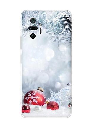 Чехол на xiaomi redmi note 10 pro/10 pro max :: красные шарики (новогодний принт 168)