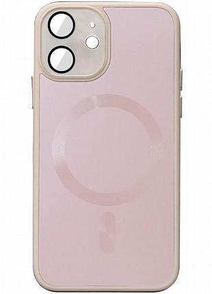 Чехол tpu+glass sapphire midnight with magnetic fit для apple iphone 12 (6.1") розовый / pink sand
