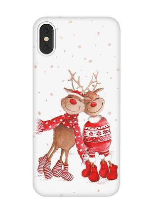 Чехол на iphone x/xs :: весёлые олени (новогодний принт 150)