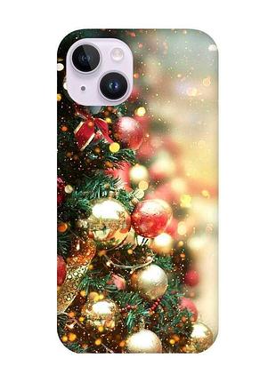 Чохол із захистом камери на iphone 14 різдвяна ялинка (новорічний принт 161)