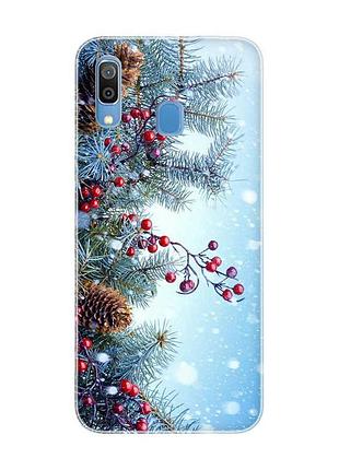 Чохол для samsung galaxy a30 (2019) / a20 (2019) зимовий фон (новорічний принт 167)