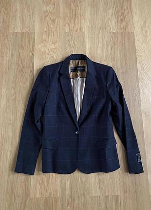 Піджак жіночий zara basic синій у клітинку
