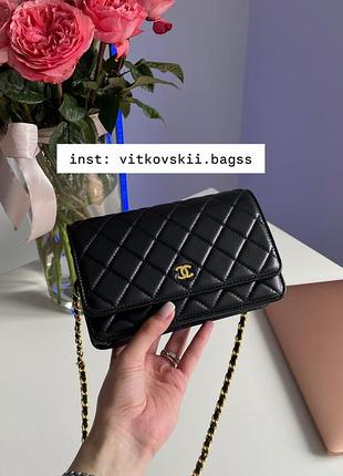 Сумочка classic wallet on chain black/gold❣️