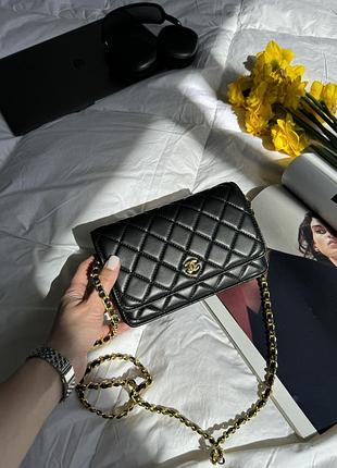 Сумочка classic wallet on chain black/gold❣️ 4