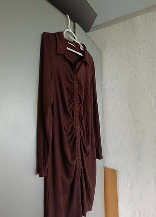 Коричнева сукня в рубчик 4