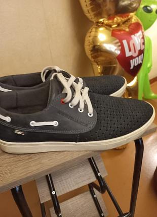 Мокасини чоловічі lacoste сірі шкіряні