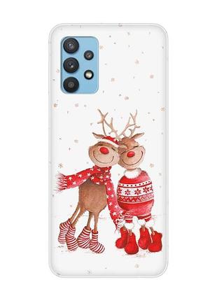 Чехол на samsung galaxy a32 :: весёлые олени (новогодний принт 150)