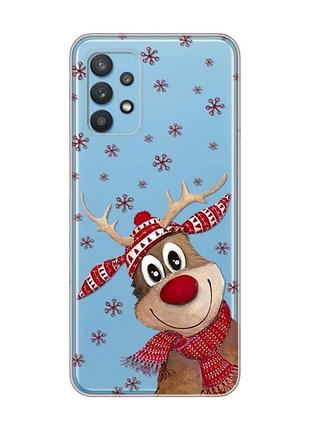 Прозрачный чехол на samsung galaxy a32 зимний олень (принт 149)