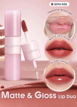 Помада для губ sheglam mood switch matte &amp; gloss lip duo - 555 sepia kiss (6280-555)