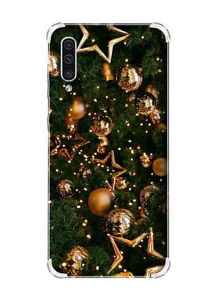 Чехол с утолщёнными углами на samsung galaxy а50 (2019) а505 :: золотые шары (принт 162)