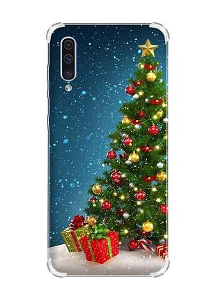 Чехол с утолщёнными углами на samsung galaxy а50 (2019) а505 :: ёлка с подарками (принт 159)