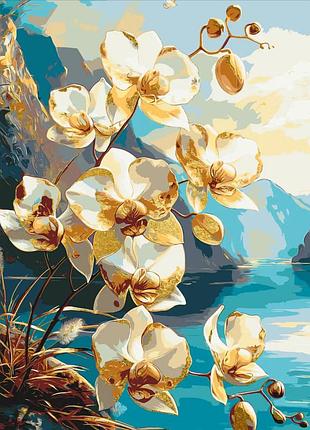 Картина по номерам "орхидеи" lw30311 с красками металлик 40х50 см
