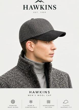 Вовняна утеплена бейсболка hawkins з козирком із штучної замши кепка чоловіча жіноча