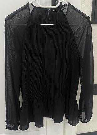 Жіноча блуза zara з довгим рукавом, чорна, розмір m