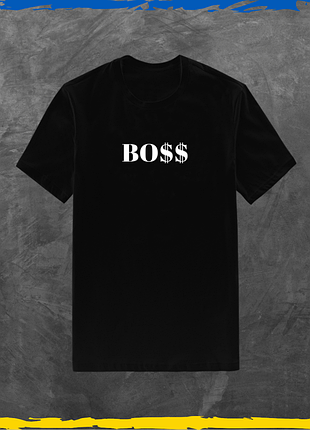 Футболка унісекс boss бос футболка з бавовни базова чорний, s