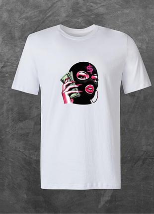 Футболка унісекс з принтом mask girl базова біла xs