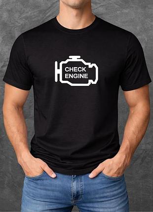 Футболка унисекс с принтом чек check engile базовая черная xs