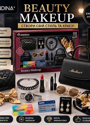 Набор юной модницы beauty makeup черная сумочка косметика очки украшения и аксессуары для девочки