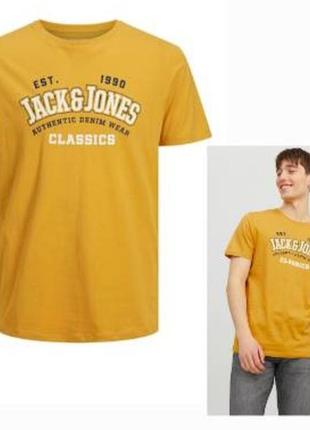 Футболка чоловіча jack&jones гірчична, розмір m, 100% бавовна