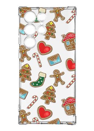 Чохол з потовщеними кутами на samsung galaxy s24 ultra :: різдвяний фон (принт 181)
