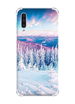 Чехол с утолщёнными углами на samsung galaxy а50 (2019) а505 :: зимние горы (принт 163)