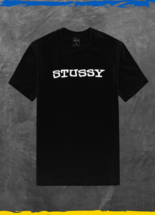 Футболка унісекс stussy базова стусcі біле лого принт чорний, m