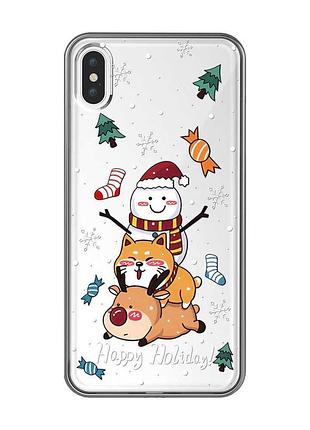 Прозрачный чехол на iphone xs max :: зимние развлечения (новогодний принт 153)