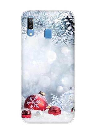 Чохол на samsung galaxy a30 (2019) / a20 (2019) :: червоні кульки (новорічний принт 168)