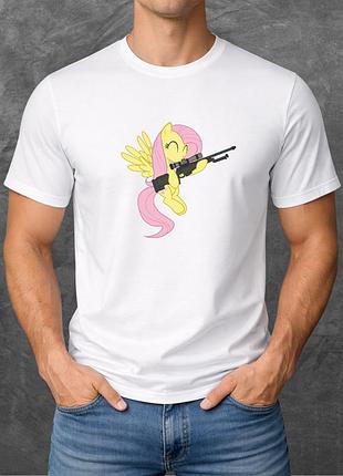 Футболка унисекс с принтом my little pony fluttershy базовая белая m
