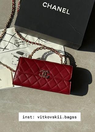 Сумочка mini flap bag with top handle grained calfskin burgundy/gold😍