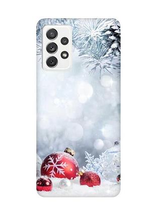 Чехол на samsung galaxy a72/a725 :: красные шарики (новогодний принт 168)