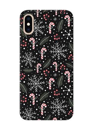 Матовый черный чехол на iphone xs max :: новогодний фон (принт 199)