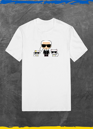 Футболка унисекс брендовая karl lagerfeld футболка из хлопка с принтом базовая белый, 2xl