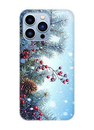 Магнитный чехол на iphone 13 pro max с поддержкой magsafe :: зимний фон (новогодний принт 167)