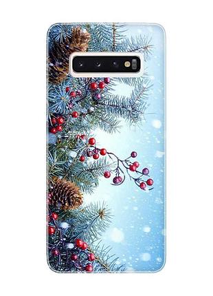 Чехол на samsung galaxy s10 :: зимний фон (новогодний принт 167)