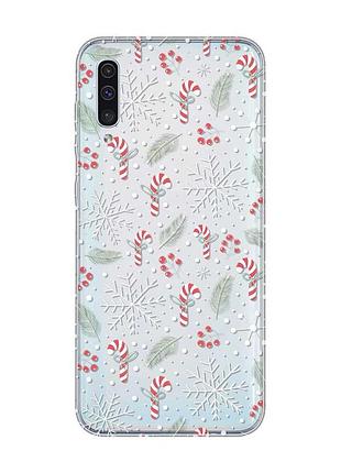 Прозрачный чехол на samsung galaxy a50 (2019) a505 новогодний фон (принт 199)