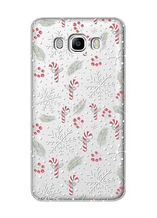 Прозрачный чехол на samsung galaxy j7(2016) j710 новогодний фон (принт 199)