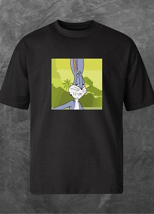 Футболка унисекс с принтом мем bugs bunny багз банні оверсайз черная s